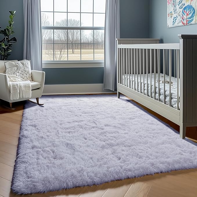 ONASAR White 8x10 Area Rugs for Living Room, Large Fluffy Shag Bedroom Rug, Soft Plush Thick Shaggy Big Floor Carpet for Kids Boy and Girls Teen Dorm Nursery Indoor Home Decor Aesthetic