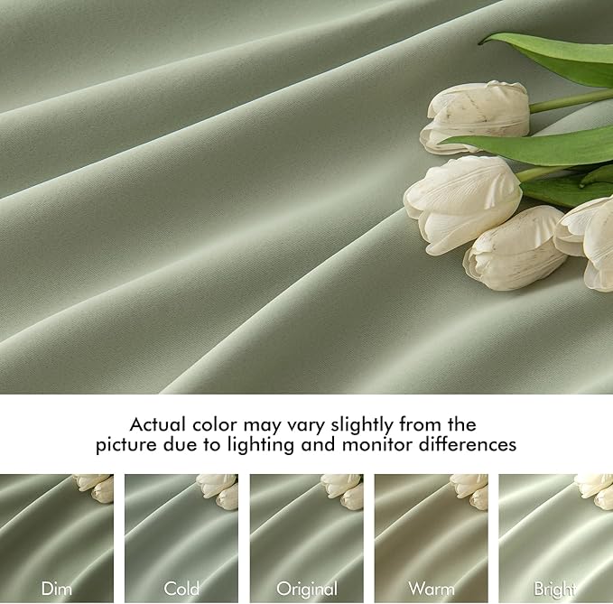 MIULEE Back Tab Sage Green Curtains 90 Inch Long 2 Panels Set for Living Room Bedroom Privacy, Rod Pocket/Pinch Pleated Light Blocking Thermal Insulated Room Darkening Blackout Curtains, 52 x 90 Inch