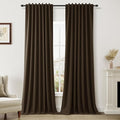 Guken 100% Blackout Curtains 120 Inch Length 2 Panels Set for Living Room Bedroom Back Tab Thermal Insulated Black Out Linen Drapes Room Darkening Chocolate,52x120