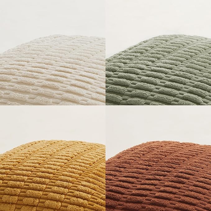 Fancy Homi 4 Packs Fall Boho Long Lumbar Decorative Throw Pillow Covers 12x24 Inch for Couch Bed Sofa, Aesthetic Modern Farmhouse Home Decor, Soft Striped Corduroy Rectangle Cushion Case 30x60 cm