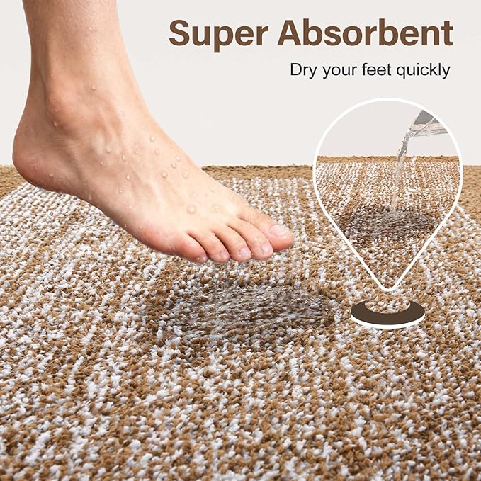36x24 Large Bathroom Rugs Washable Non Slip, Coffee Bath Mat for Bathroom Floor Tub, Soft Absorbent Quick Dry Mats for Shower, Bathtub,Home Decor
