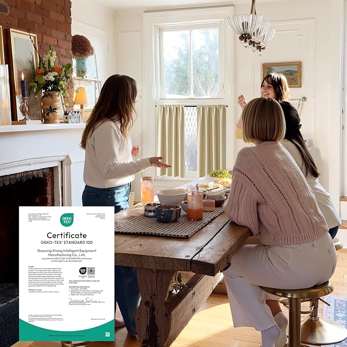 RYB HOME 100% Blackout Short Curtains for Small Window, Thermal Insulated Total Room Darkening Noise Reducing Curtains for Kitchen Bathroom Basement, 34 inches Wide by 45 inches Long, Biscotti Beige