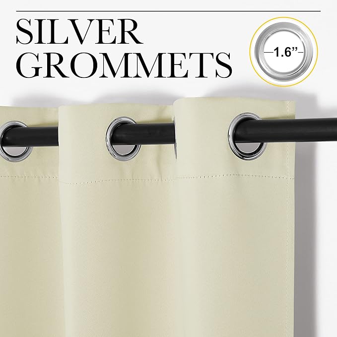 NICETOWN Beige Room Darkening Curtains 120" Long for Boho Farmhouse Home Decoration, 55" Wide, Set of 2, Window Treatment Total Privacy Drape Panels for Bedroom Guest Room