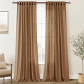 Brown Curtains for Living Room Back Tab Modern Farmhouse Semi Sheer Curtains 108 inches Long 2 Panels Set Muted Neutral Window Curtain for Dining Room Bedroom 52x108