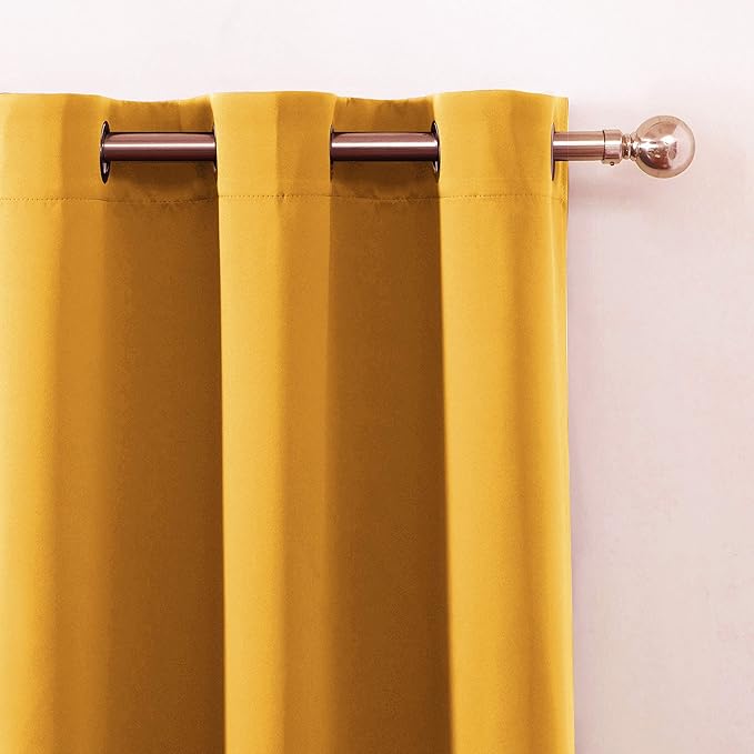 LEMOMO Yellow Thermal Blackout Curtains/52 x 63 Inch/Set of 2 Panels Room Darkening Curtains
