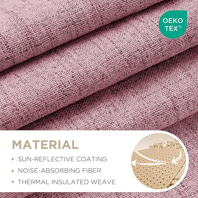 Joydeco Blackout Curtains for Bedroom - 120 Inch Long 100% Light Blocking 2 Panels Set Pink Drapes, Thermal Insulated Room Darkening Curtains, Linen Textured for Living Room, Rod Pocket & Back Tabs
