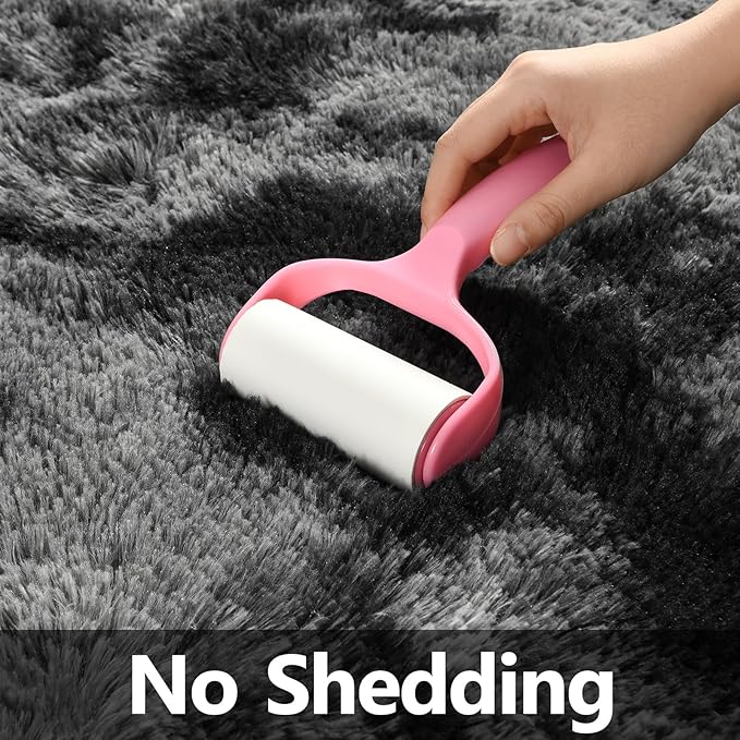 Deerhoo Large Shag Area Rugs 5 x 8, Tie-Dyed Plush Fuzzy Rugs for Living Room, Ultra Soft Fluffy Furry Rug for Bedroom, Indoor Carpet Nursery Rugs for Kids Room Home Decor, Dark Grey