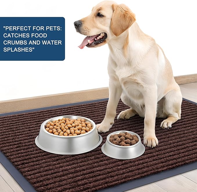 OLANLY Front Door Mat Indoor Outdoor Entrance, Waterproof Heavy Duty Doormat, Fade Resistant, Low Profile, Easy Clean Patio Porch Welcome Floor Mats for Entry, 59x40, Brown