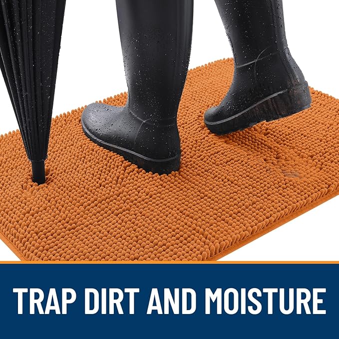 OLANLY Dog Door Mat for Muddy Paws 47x20, Absorbs Moisture and Dirt, Absorbent Non-Slip Washable Doormat, Quick Dry Chenille Mud Mat for Dogs, Entry Indoor Entryway Carpet for Inside Floor, Clay
