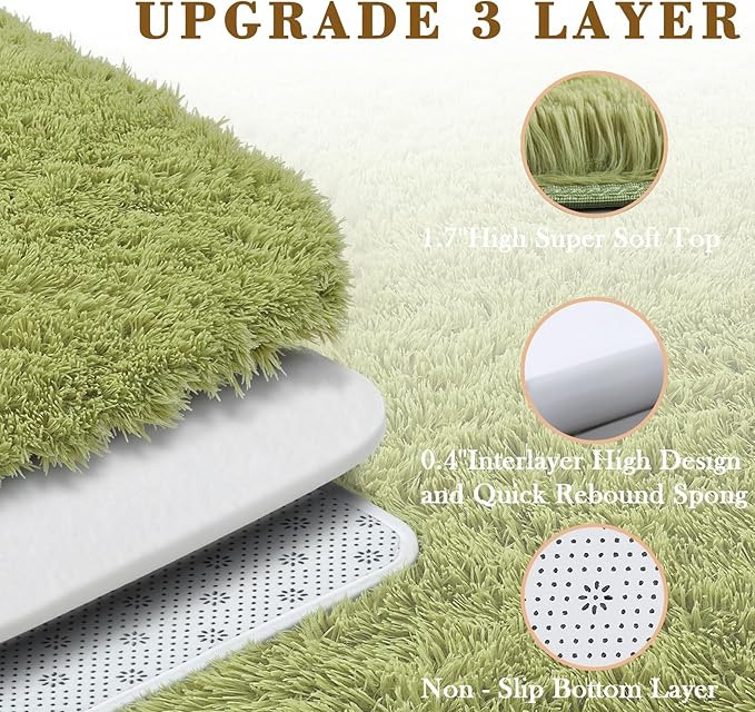 9x12 Area Rugs for Living Room Bedroom, Large Area Rug Shag Shaggy Carpet Soft Plush Furry Bedside Rug, Machine Washable Area Rugs for Kids Girls Boys Home Decor(9 x 12, Grass Green)