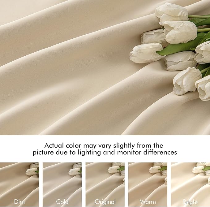 MIULEE Cream Beige Back Tab Light Blocking Curtains 96 Inch Length 2 Panels Set for Living Room Bedroom Privacy, Rod Pocket/Pinch Pleated Thermal Insulated Room Darkening Blackout Drapes W66xL96
