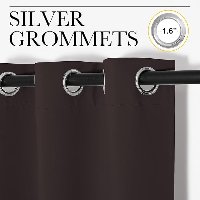 NICETOWN Blackout Curtain Panels for Bedroom Window, Triple Weave Microfiber Energy Saving Thermal Insulated Solid Grommet Blackout Draperies and Drapes (1 Pair, 29 inch by 45 inch, Toffee Brown)