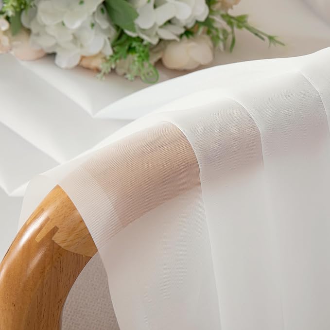 Aiyufeng 2 Pack: Basic Ivory Sheer Curtain Drapes for Living Room 84 Inch Length 2 Panels, Light Filtering Voile Drapes for Bedroom, Patio, Sliding Door, Each 59" W x 84" L, Ivory