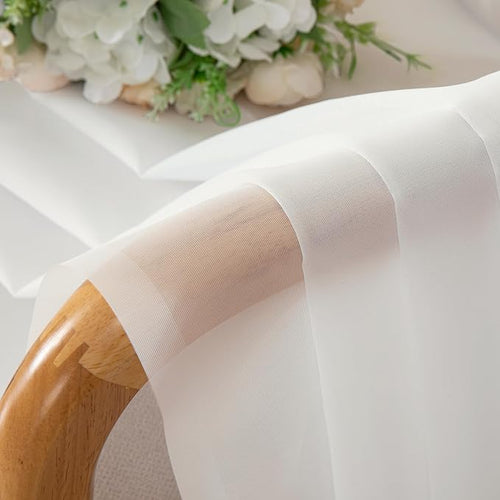 Aiyufeng Modern Sheer Window Curtains, Rod Pocket Long Curtains Translucent Drapes Semitransparent Privacy with Light Through for Bedroom/Living Room, Ivory, W42 x L90, 2 Pieces
