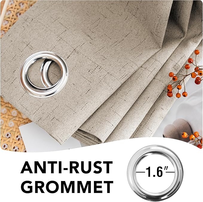H.VERSAILTEX 100% Blackout Curtains for Bedroom Thermal Insulated Linen Textured Curtains Heat and Full Light Blocking Drapes Living Room Curtains 2 Panel Sets, 42x54 Inch, Cobblestone