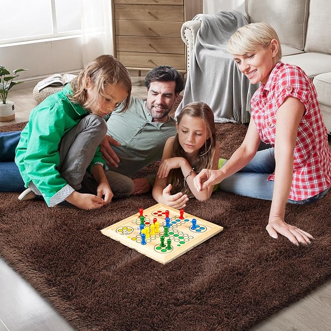Shag Area Rugs for Bedroom Living Room,5X8 Ultra Soft Fluffy Area Rugs for Dorm, Indoor Carpet Nursery Rugs for Kids Room Home Decor,Brown