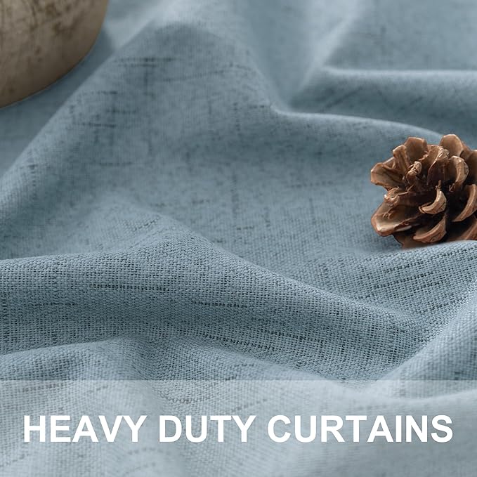 Dusty Stone Blue Completely Blackout Curtains Back Tab Loop Pocket Bedroom Draperies Window Treatment Soundproof Thermal Black Out Long Curtains for Living Room Nursery 52 x 102 Inch Length 2 Panels