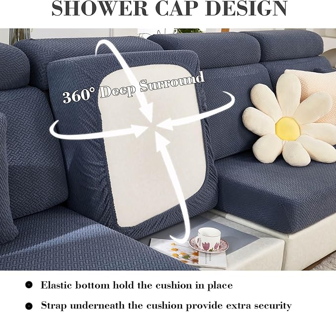 Sofa Covers Couch Covers for Sofa Pet Friendly Couch Cushion Covers Universal Sofa Covers Washable Stretch Slipcovers for Sectional Sofa (Texture Metal Gray, 3 Seats + Chaise Cover)