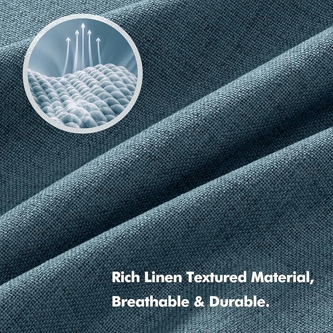 MIULEE 100% Blackout Linen Curtains for Bedroom, Stone Blue Solid Luxury Decor Thermal Insulation Room Darkening Drapes for Living Room Nursery Back Tab Rod Pocket 42 x 84 Inches, 2 Panels