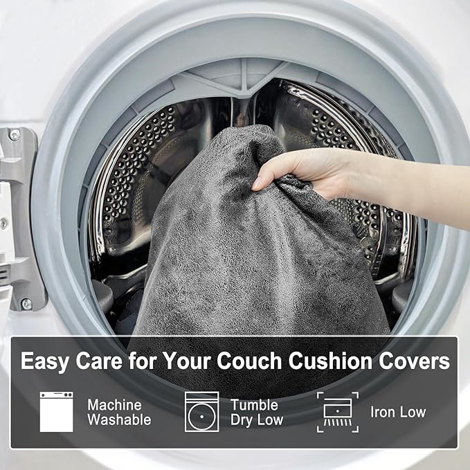 Leather Look Couch Cushion Covers Sofa Seat Slipcovers Sets Couches Furniture Protector for Sectional Armchair Loveseat Pets Kids Stretch Spandex Fabric (1 Cushion Loveseat, Light Grey)