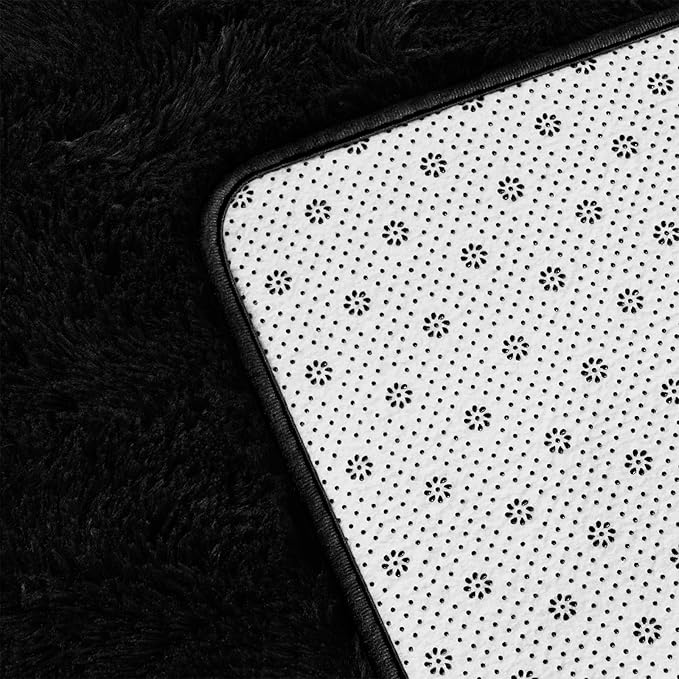 Large Shag Area Rugs 9 x 12, Plush Fuzzy Rugs for Living Room, Ultra Soft Fluffy Furry Rug for Bedroom, Indoor Carpet Nursery Rugs for Kids Room Home Decor, Black