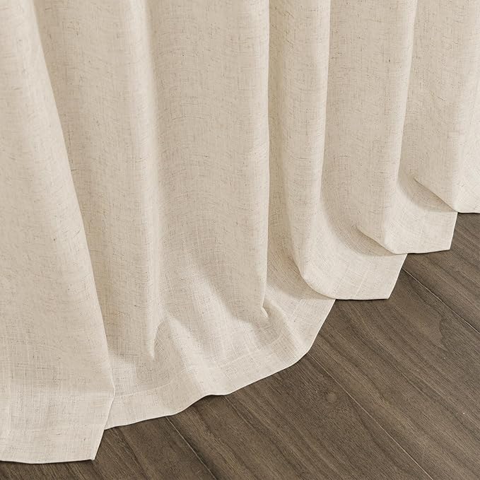 Cream Beige Linen Curtains for Living Room 126 Inches Long Light Filtering Semi Sheer Curtain Back Tab Modern Farmhouse Decor Elegant Drapes Floor to Ceiling High Window for Bedroom 52x126, 2 Panels