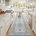 Area Rugs 3'x12' Runner Rug Non Slip Washable for Kitchen Hallway Bedroom Beside Laundry Room Bathroom Rug, Floor Carpet, Light Blue Navy Beige Gray White