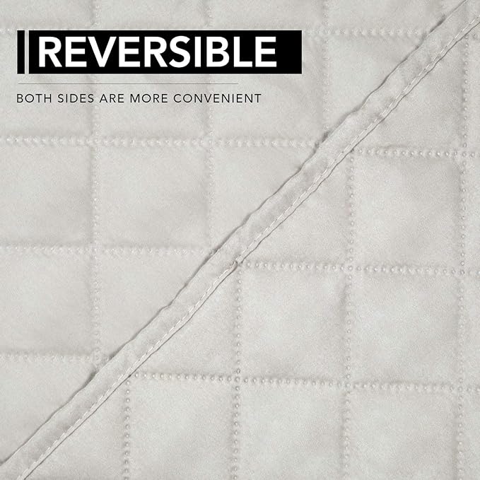 Easy-Going Oversized Recliner Cover Reversible Couch Cover Sofa Cover for Living Room Water Resistant Furniture Protector with Elastic Straps for Pets Dog (Oversized Recliner, Ivory/Ivory)