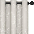 Deconovo Short Kitchen Curtains, Room Darkening Curtain Beige, Thermal Insulated Soundproof Drapes, Silver Branch Print, 42 x 54 Inch, Machine Washable Window Panels for Living Room Office, Set of 2