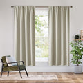 RYB HOME Bedroom Blackout Curtains 63 inches Long, 100% Blackout Thermal Insulated Noise Reducing Curtains for Living Room Nursury, 42 inches Wide by 63 inches Long, Natural