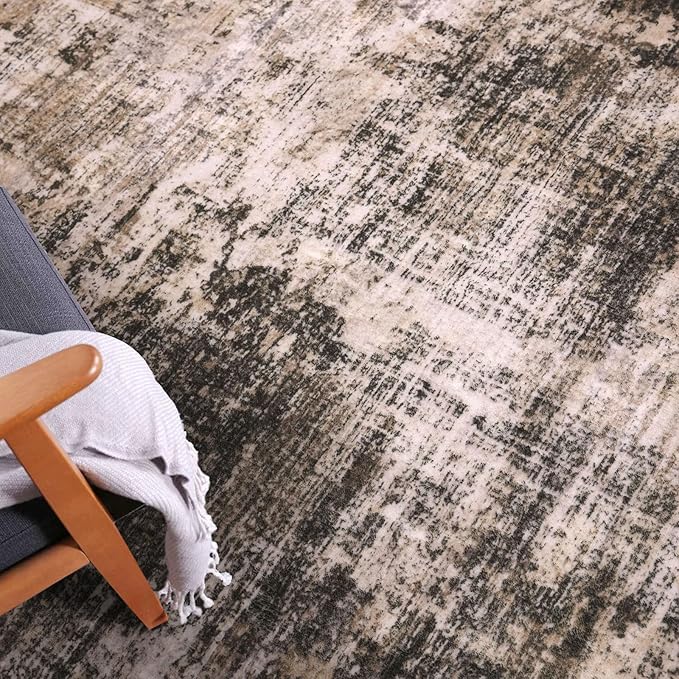 IOHOUZE Abstract Runner Rug 3x20 Ft Extra Long Washable Runners for Hallways, Non Slip Kitchen Runner Printed Faux Wool Entryway Runner Indoor, Modern Abstract Floor Carpet for Hall Stair, Brown/Rust