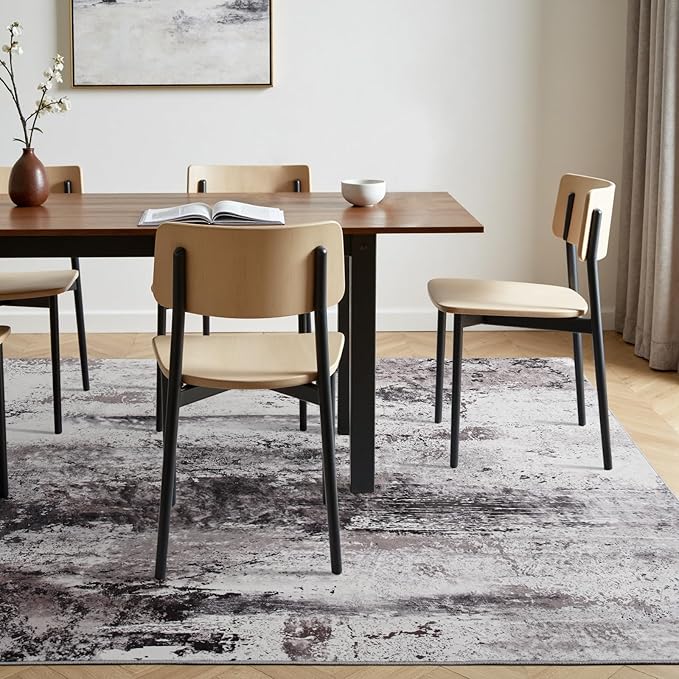 Toneed Abstract Area Rug 6x9 Modern Washable Rug Soft Non Slip Rug Low Pile for Bedroom Living Room Dining Room Coffee Brown