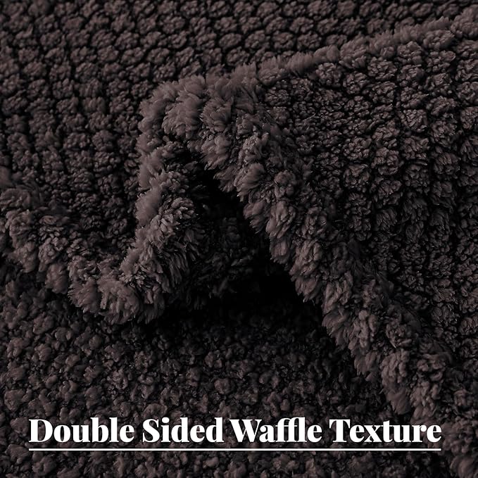 Whale Flotilla Twin Size Fuzzy Fleece Blanket, Fluffy Warm Soft Jacquard Bed Blankets for All Season, Lightweight and Cozy, 60x80 Inch, Coffee