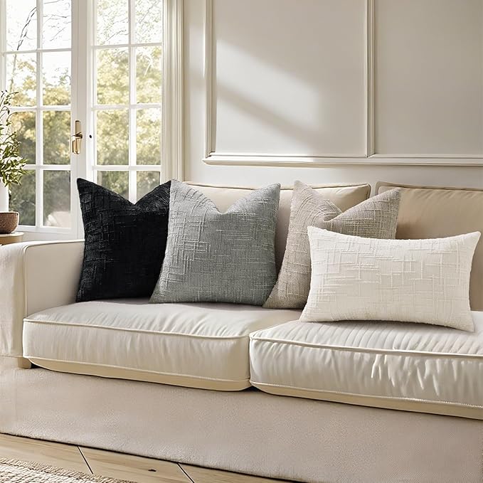 decorUhome Light Grey Chenille Euro Sham Throw Pillow Covers 26x26 Set of 2 Textured Soft Cozy Slubby Couch Pillow Covers Modern Farmhouse Boho Decorative Pillow Cases for Bed Sofa Living Room