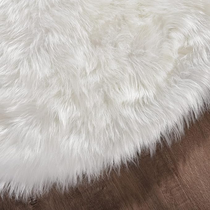 Goolela White Area Rug 10x12 Fluffy Fuzzy Sheepskin Carpet for Living Room Bedroom Furry Faux Fur Shaggy Washable Rectangle