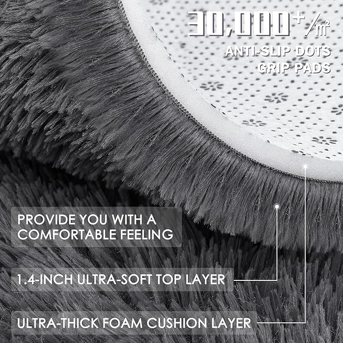 OLANLY 10x11 Machine Washable Large Area Rugs for Living Room, Bedroom, Soft Fluffy Shaggy Bedside Rug, Indoor Floor Carpet for Kids Girls and Boys, Dorms, Nursery, Home Decor Aesthetic, Grey