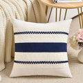 Fancy Homi Set of 1 Navy Blue Big Decorative Throw Pillow Covers 24x24 Inch for Couch Bed Sofa Living Room, Aesthetic Modern Organic Farmhouse Home Decor, Soft Cotton Woven Textured Cushion Case