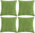 Fancy Homi 4 Packs Boho Lime Green Decorative Throw Pillow Covers 18x18 Inch for Couch Bed Sofa, Rustic Modern Farmhouse Home Decor, Soft Plush Corduroy Cute Square Cushion Case 45x45 cm