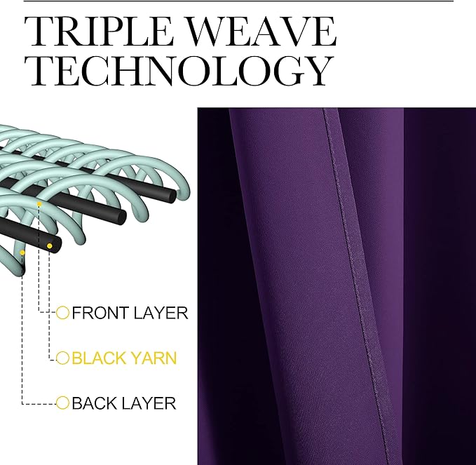 NICETOWN RV Blackout Curtains for Camper Windows, Royal Purple, 34" x 30", Set of 2, Kitchen Curtains, Short Blackout Drapes, Thermal Insulated Rod Pocket Window Treatment Draperies for Nursery