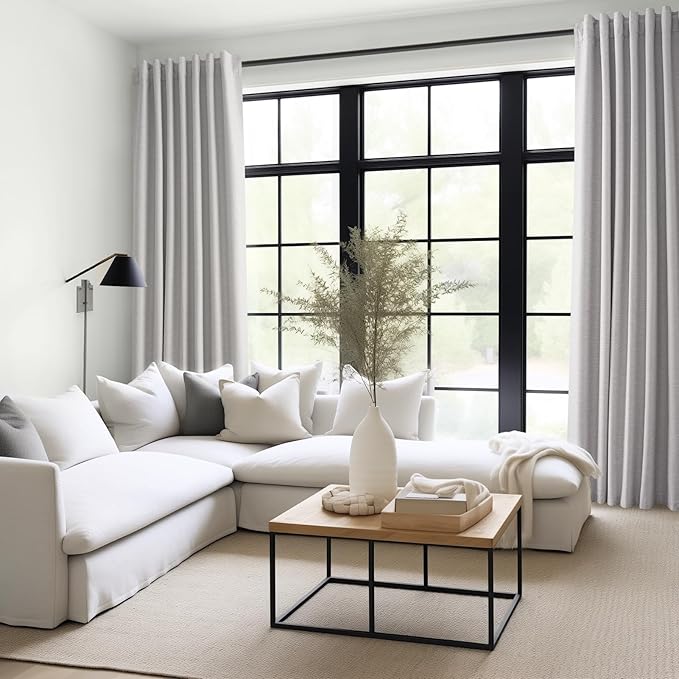 Topfinel 94 Inches Long Custom Ceiling Grey Blackout Urtains, Modern Light Blocking Track Soundproof Curtains, Decorative Elegant Linen Luxrury Curtains 52" X 94" for Living Room 2 Panels Christmas