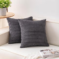 Pack of 2 Corduroy Decorative Throw Pillow Covers 24x24 InchSoft Striped Pillow Covers Modern Farmhouse Home Decor for Sofa Living Room Couch Bed（Dark Grey）