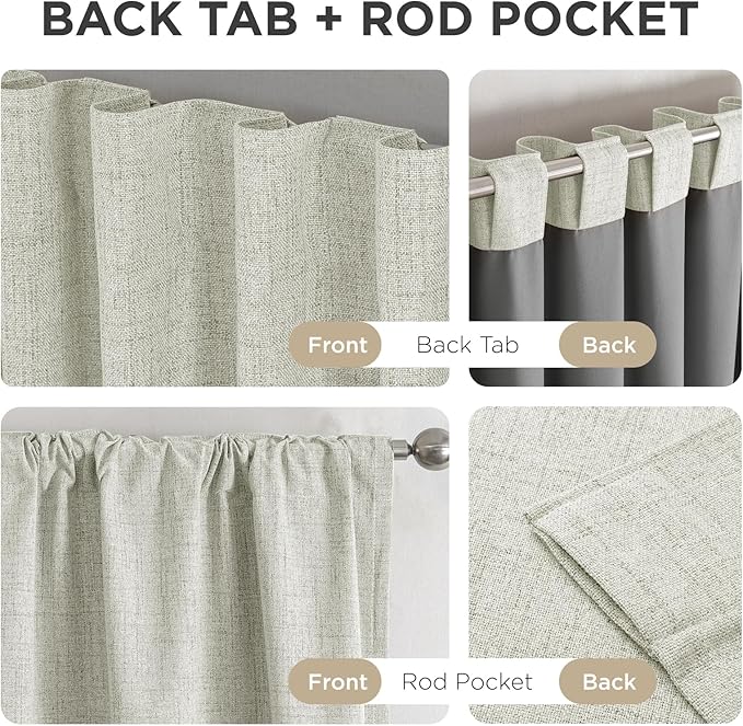 Joydeco Linen Blackout Curtains for Bedroom - 100% Light Blocking 1 Panels, Light Beige Drapes 70" W x 90" L, Thermal Insulated Room Darkening Curtains for Living Room, Rod Pocket & Back Tabs