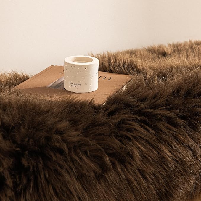 Ashler Faux Fur Rug, Fluffy Shaggy Area Rug, Ultra Soft 2.3 x 3.3 Feet Sheepskin Fur, Dark Coffee Fuzzy Rug, Machine Washable Shag, Nursery Decor Throw for Bedroom, Kids Room, Living Room