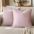 GIGIZAZA Decorative Throw Pillow Covers 16x16,Set of 2 Sweet Lilac Square Couch Pillow Covers,Velvet Sofa Boho Cushion Pillows