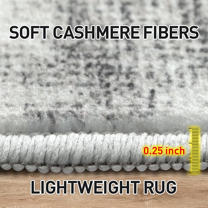 2'6''x8' Runner Rugs Washable Rug: Modern Abstract Hallway Runner Rug Indoor Soft Low Pile Thin Carpet Anti-Skid Non-Shedding Carpets for Kitchen, Entryway, Laundry, Bedroom - Black Grey