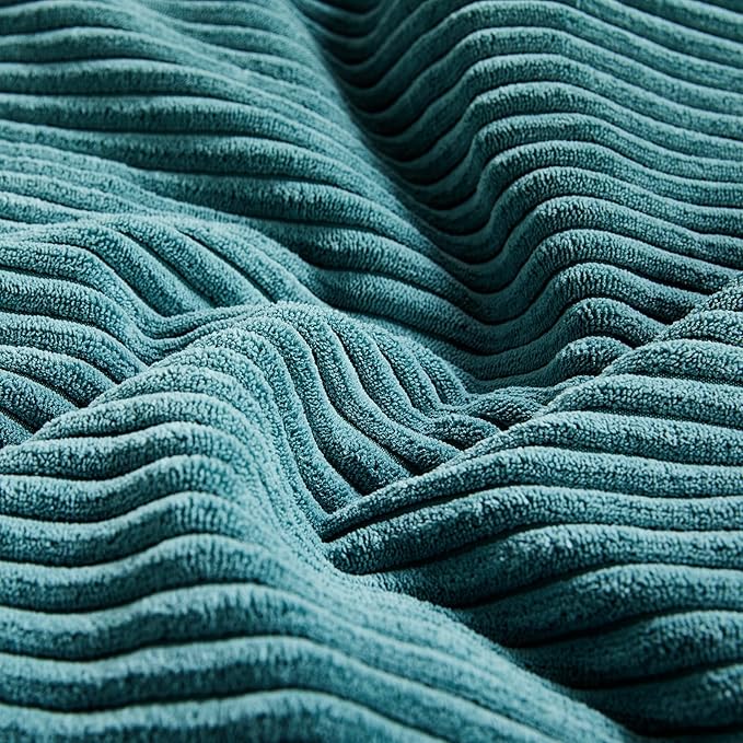 Fancy Homi 2 Packs Teal Big Decorative Throw Pillow Covers 24x24 Inch for Living Room Couch Bed, Rustic Farmhouse Boho Home Decor, Soft Corss Corduroy Patchwork Accent Square Cushion Case 60x60 cm
