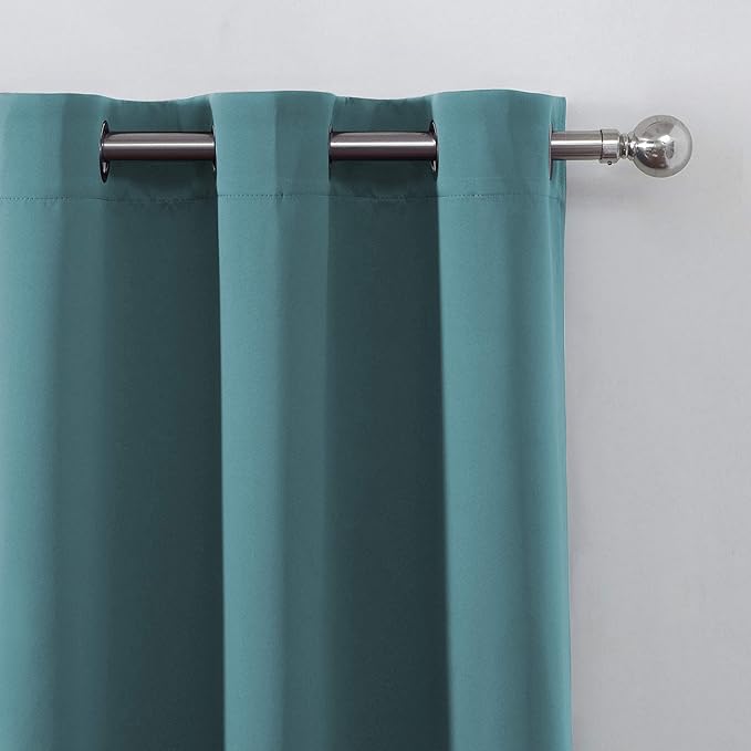 LEMOMO Sea Teal Thermal Blackout Curtains/52 x 84 Inch/Set of 2 Panels Room Darkening Curtains