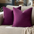 GIGIZAZA Purple Decorative Velvet Decorative 18x18 Throw Pillow Covers for Sofa Bed 2 Pack Soft Cushion Cover