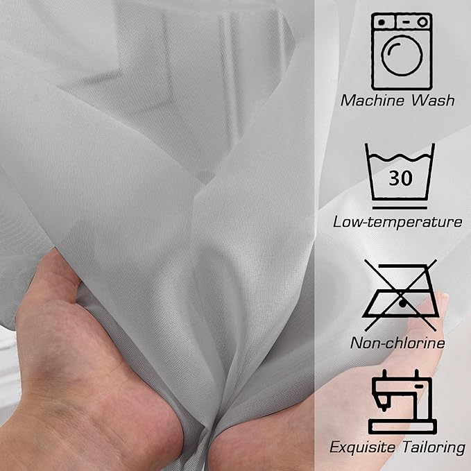 OWENIE Sheer Curtains 63 inch Length for Bedroom Living Room 2 Panels Set, Rod Pocket Top Fimly Sheer Vertical Curtains & Drapes, Soft Light Weight Airy Sheer Curtians for Basement Bathroom, 42"x63"