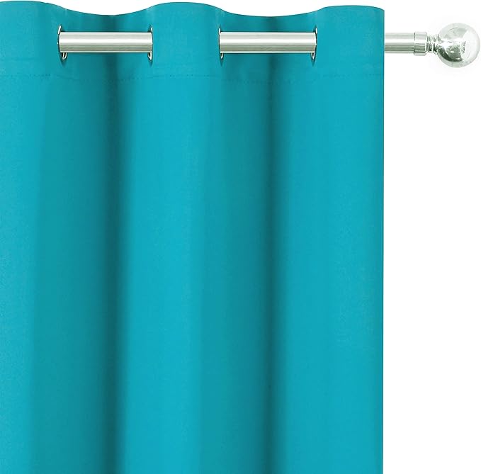 LEMOMO Teal Blackout Curtains/52 x 108 Inch/Set of 2 Panels Room Darkening Thermal Insulated Curtains for Bedroom